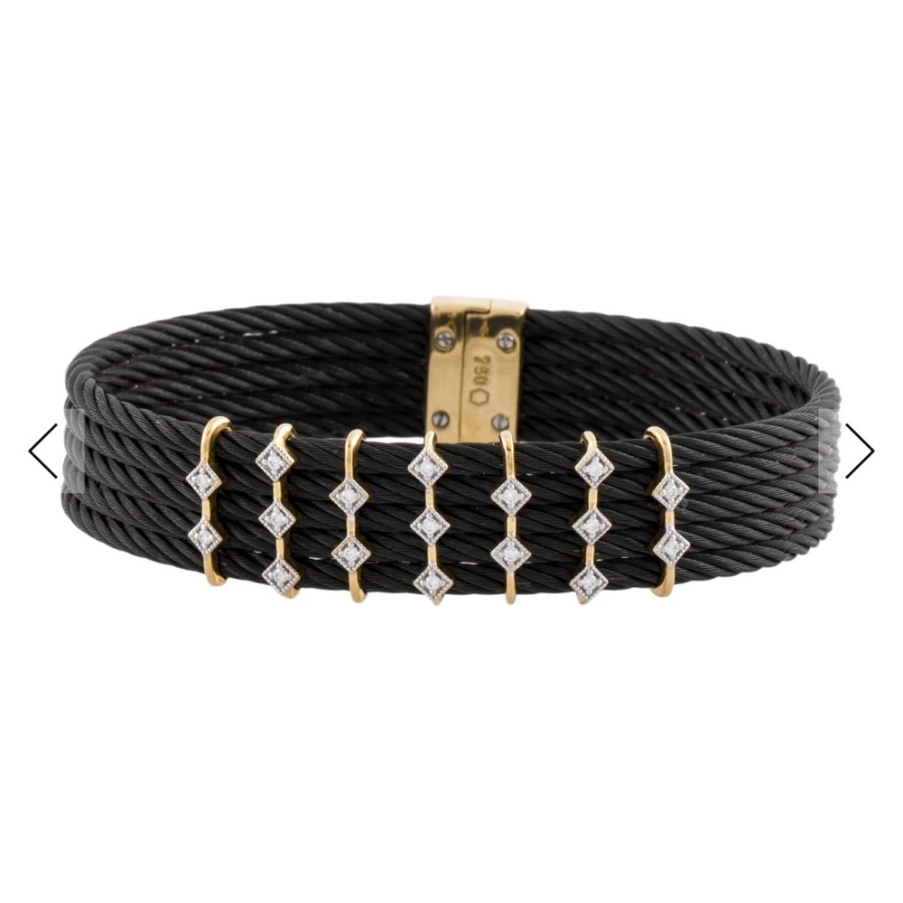 Black and‎ Gold Charriol Cable Bracelet with Diamond Accents